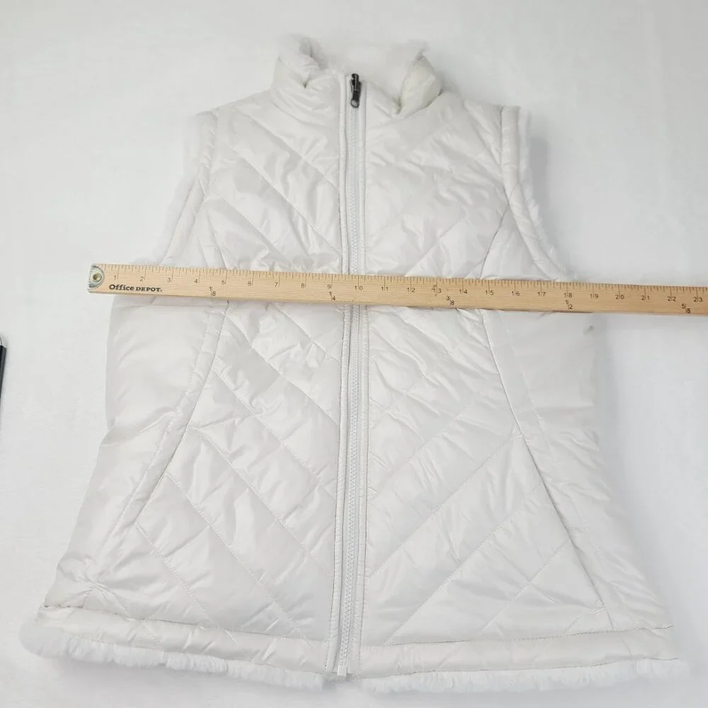 Nicole Miller Women's Icy White Original‎ Sleeveless Quilt Snow Puffer Vest Sz M